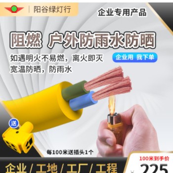阳谷绿灯行黄皮软电线二芯牛筋软电线1.5 2.5㎡电缆线护套线耐弯图2