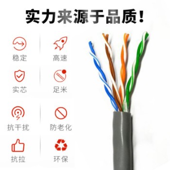 超五类网线UTP CAT5E 0.5无氧铜非屏蔽网络线 POE监控双绞线300米图2